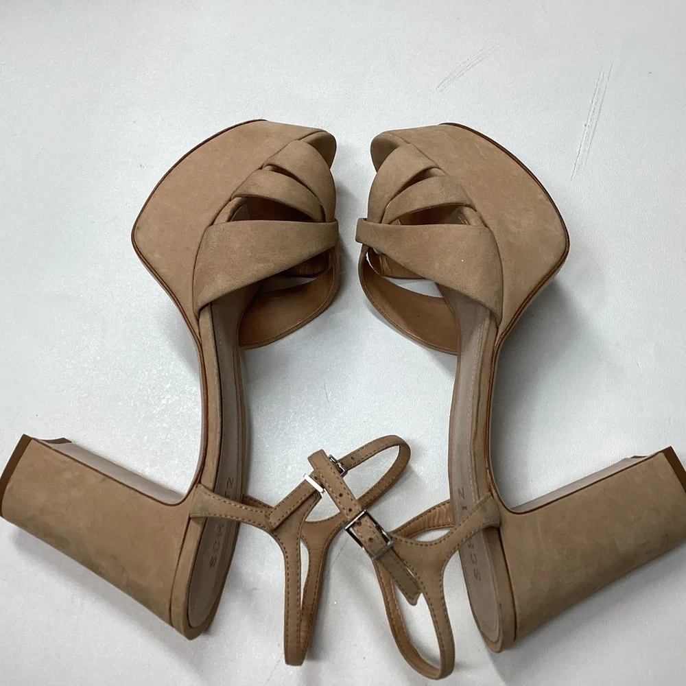 Schutz Keefa Nubuck Platform Ankle Strap Block Heel Sandals Size‎ 11